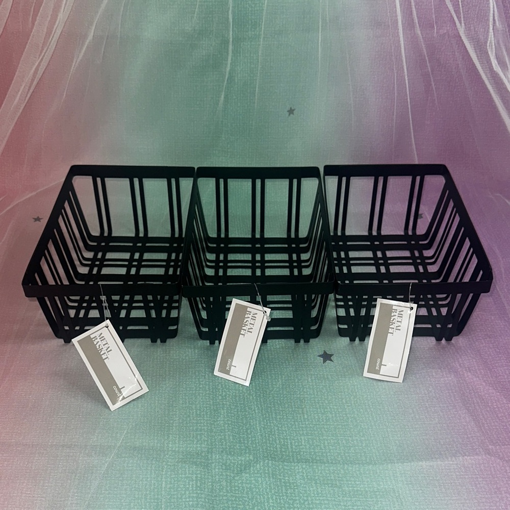 Set of 3 Black Wire Storage Baskets